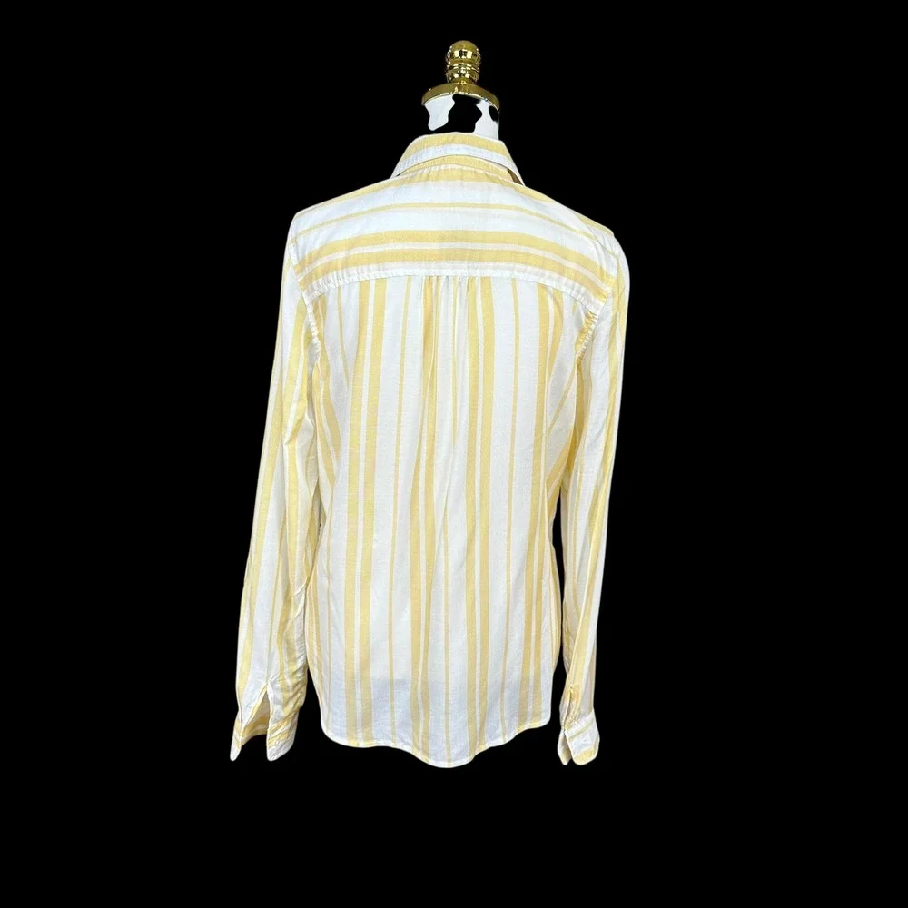 Maurices Womens Yellow White Striped Button Down Shirt Long Sleeve Small NWT
